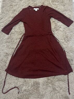 Adam Levine Collection Burgundy Long-Sleeve wrap Dress